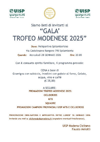 CENA E PREMIAZIONI TROFEO MODENESE 